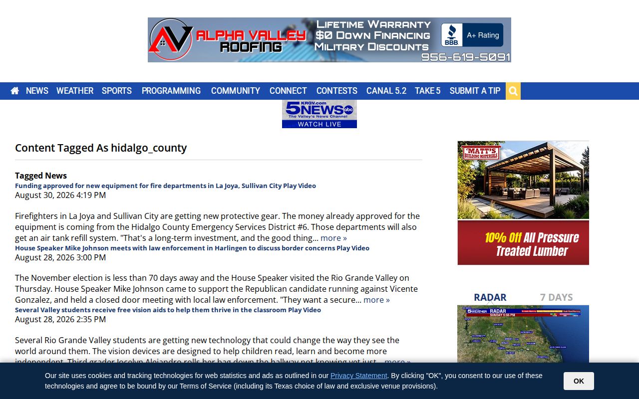 KRGV Hidalgo County arrest news source page